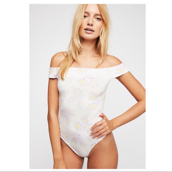 FREE PEOPLE FLORAL PRINT OFF THE SHOULDER BODYSUIT - Picture 6 of 6